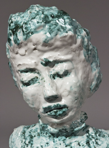 Majolica and Copper Portrait Bust with Closed Eyes - 48b